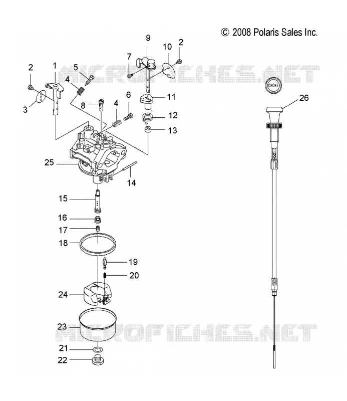 MOTOR, VERGASER AND CHOKE CABLE