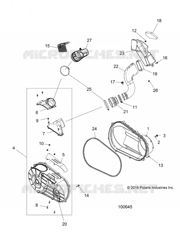 DRIVE TRAIN, CLUTCH COVER AND DUCTING