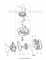 ENGINE, STATOR COVER AND FLYRAD