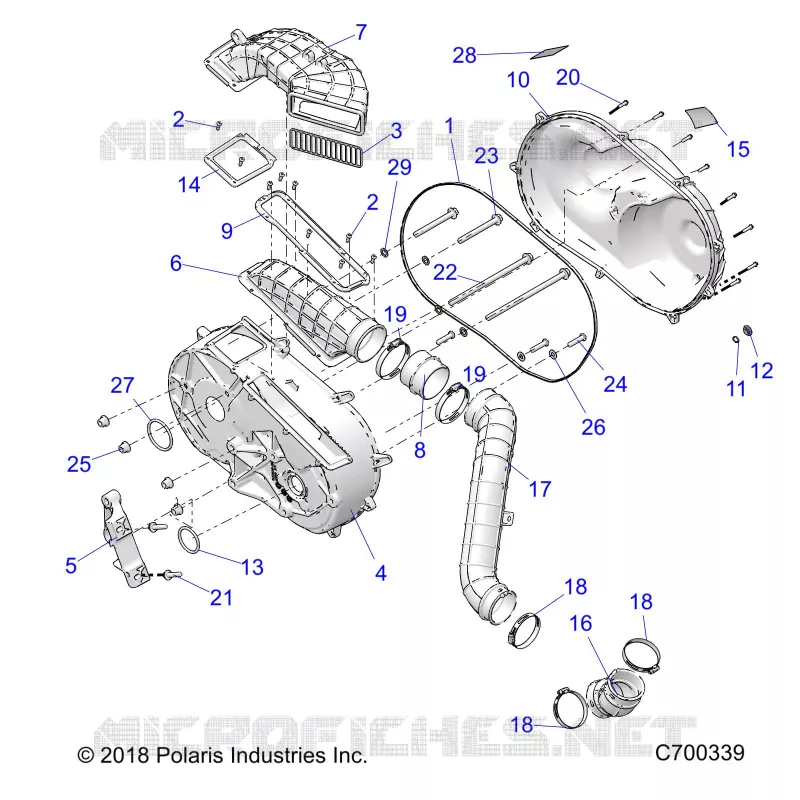 DRIVE TRAIN, CLUTCH COVER AND DUCTING