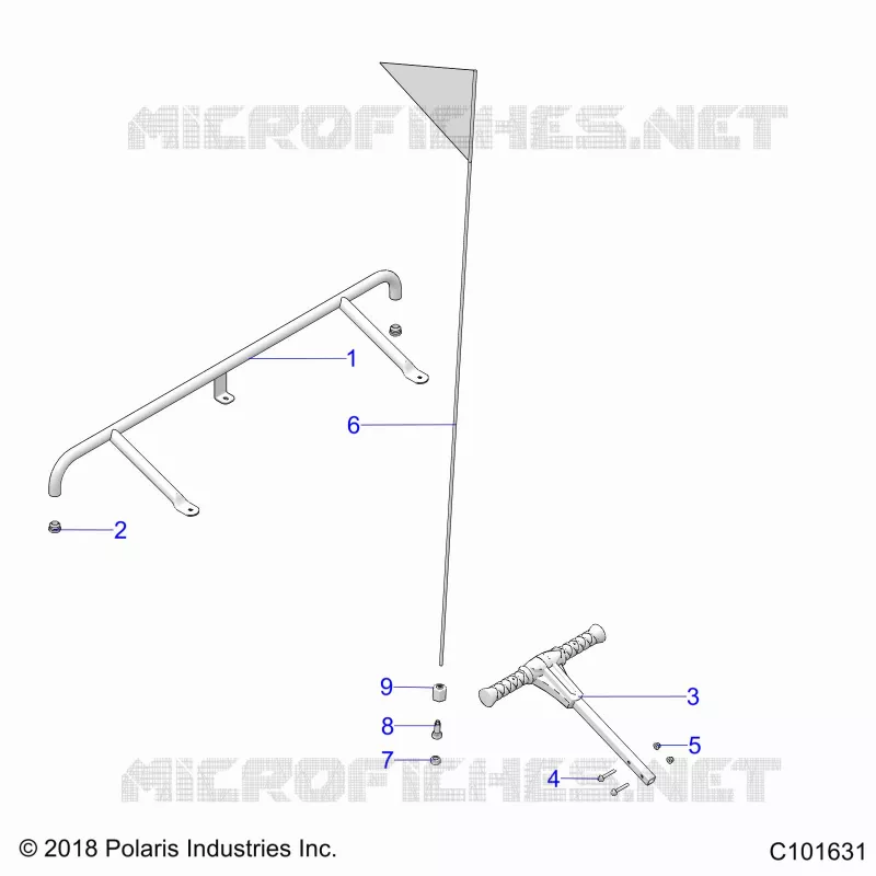 BODY, ACCESSORY BUMPER, FLAG, AND PASS HANDLE