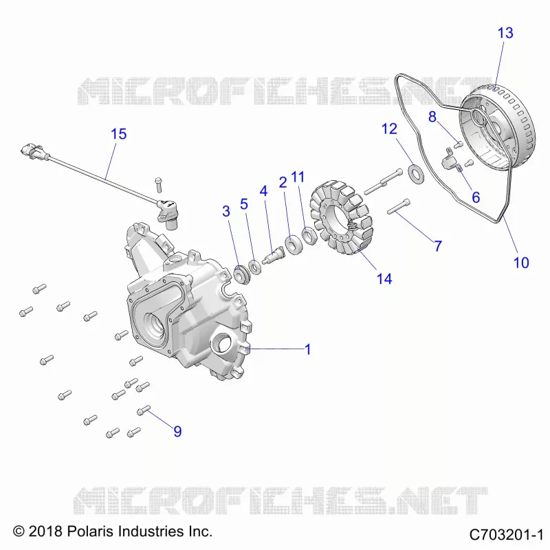 ENGINE, STATOR COVER AND FLYRAD