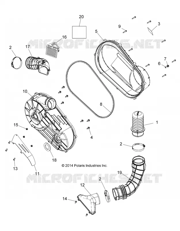 DRIVE TRAIN, CLUTCH COVER AND DUCTING