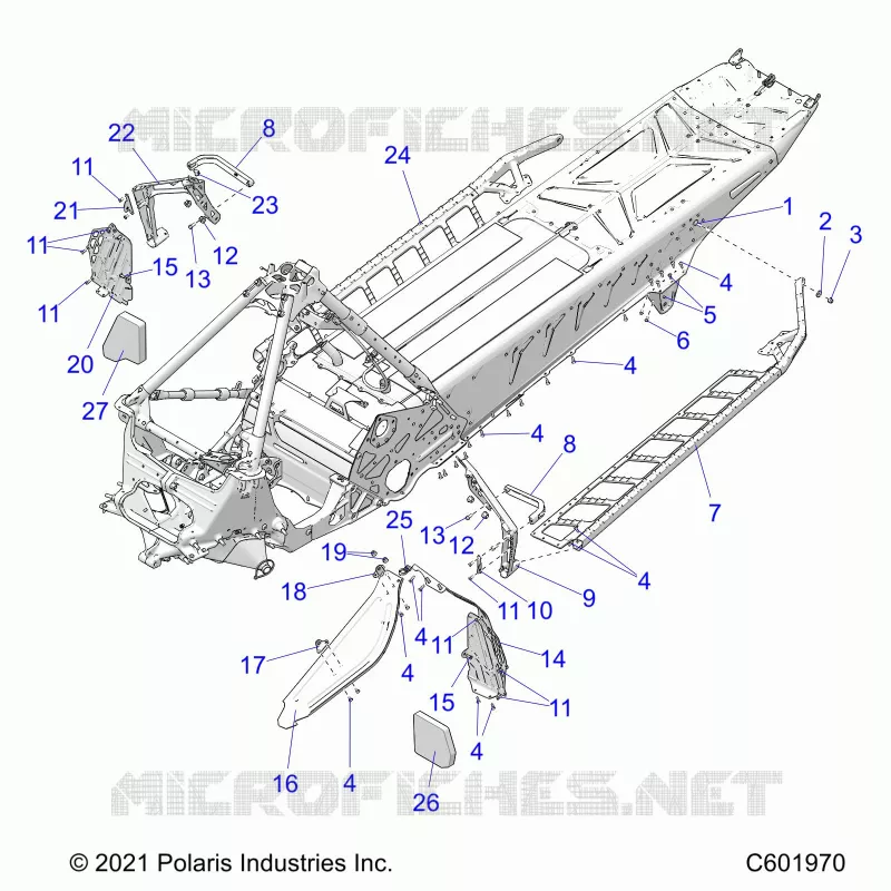 CHASSIS, CLUTCH GUARD, FOOTRESTS, AND RUNNING BOARDS