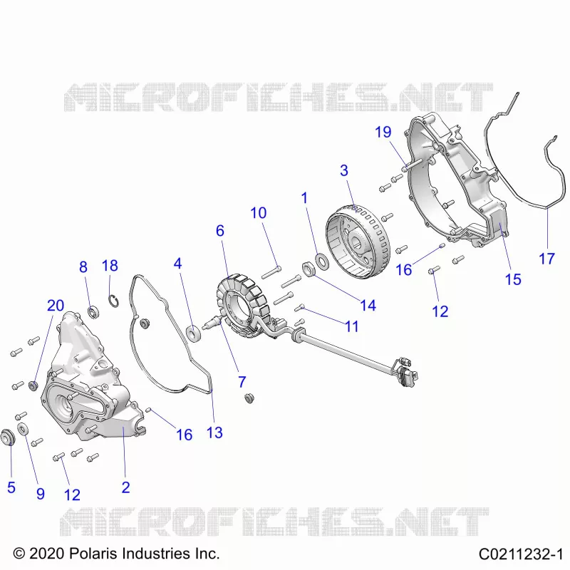 ENGINE, STATOR COVER AND FLYRAD