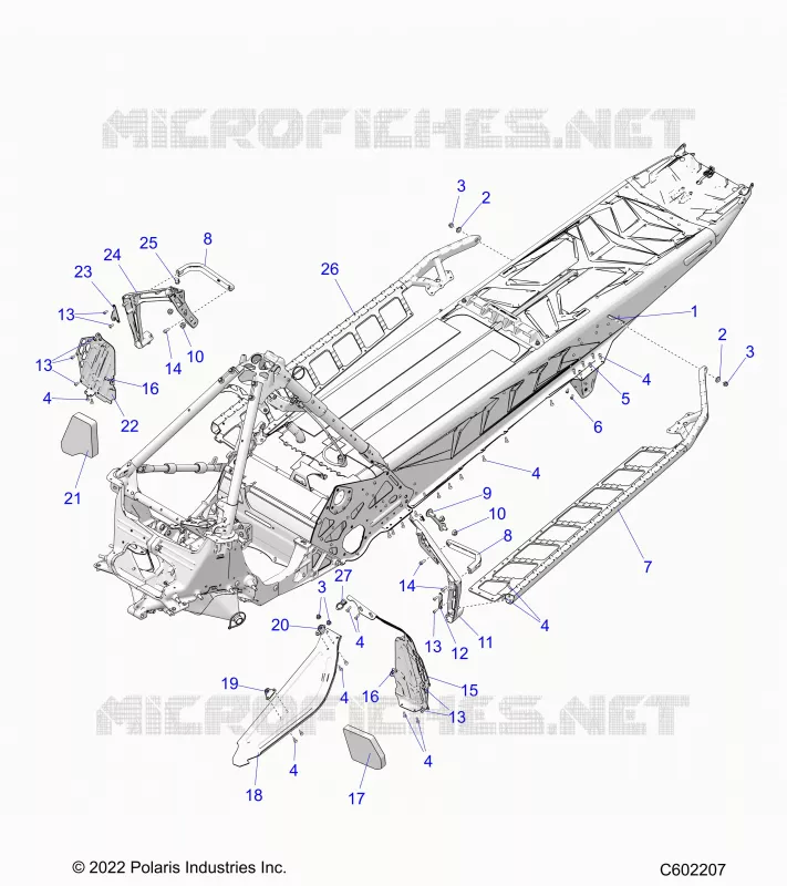 CHASSIS, CLUTCH GUARD,  FOOTRESTS, AND RUNNING BOARDS