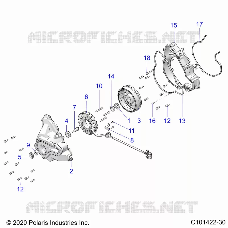 ENGINE, STATOR COVER AND FLYRAD