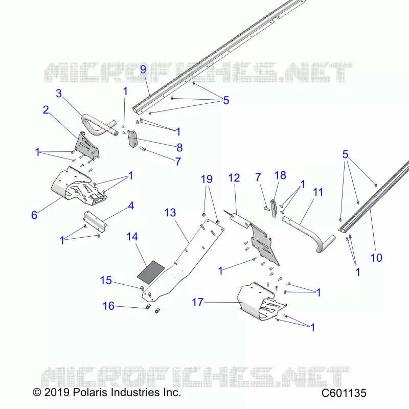 CHASSIS, CLUTCH GUARD, FOOTRESTS, TUNNEL GRIPS