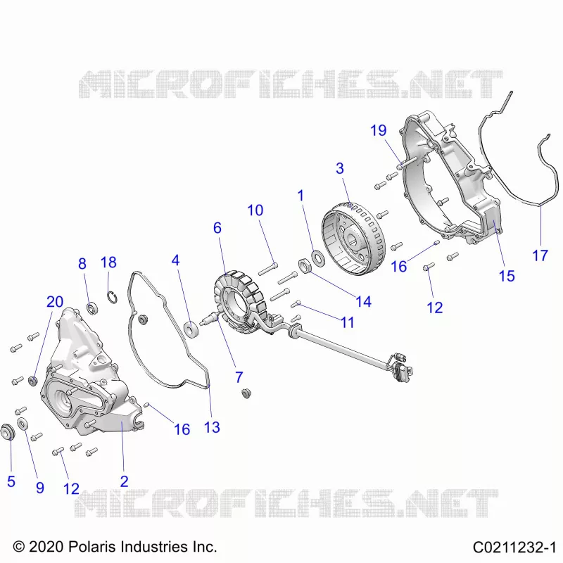 ENGINE, STATOR COVER AND FLYRAD
