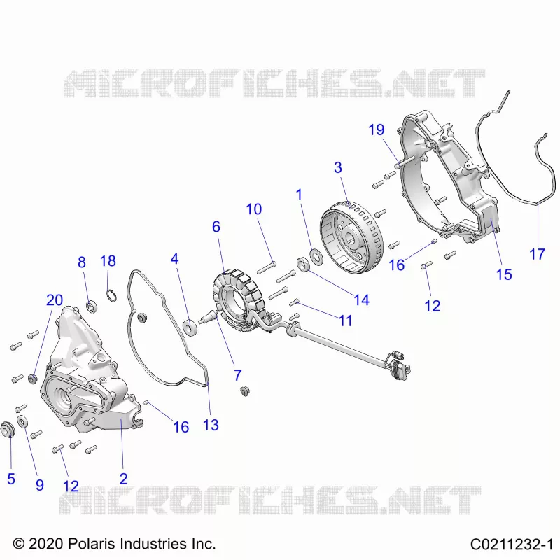 ENGINE, STATOR COVER AND FLYRAD