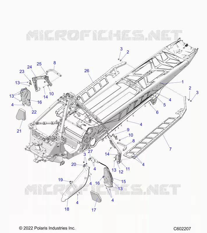 CHASSIS, CLUTCH GUARD, FOOTRESTS, AND RUNNING BOARDS