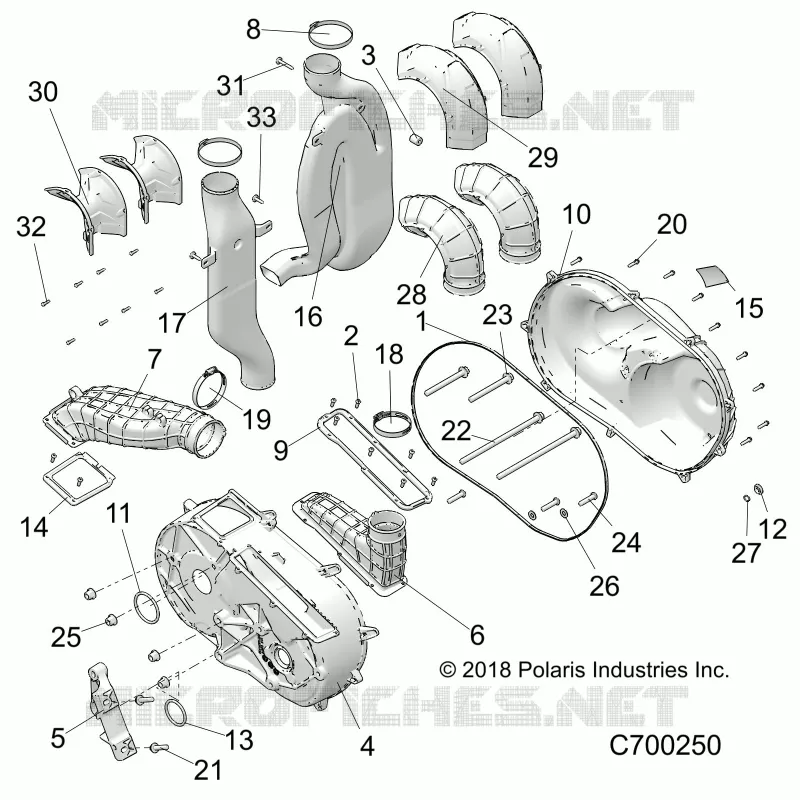 DRIVE TRAIN, CLUTCH COVER AND DUCTING