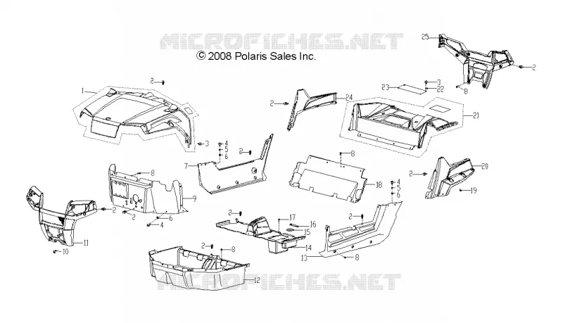 HAUBE, BUMPERS, PANELS, FLOOR AND RACK