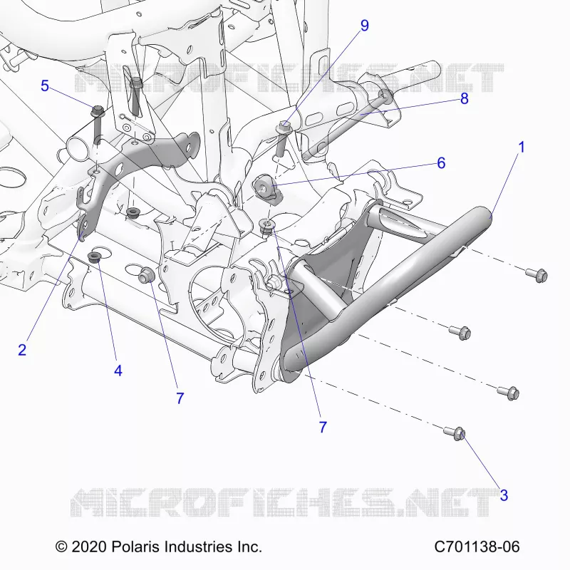 CHASSIS, MOUNTING, FRONT GEARCASE AND BUMPER VORNE