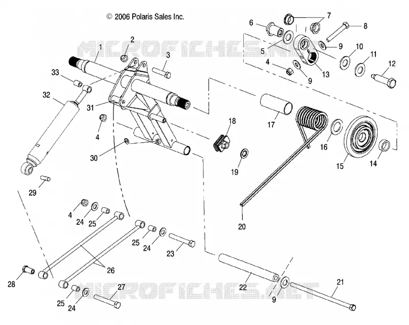 SUSPENSION, HINTER Drehmomentarm and SCHOCK