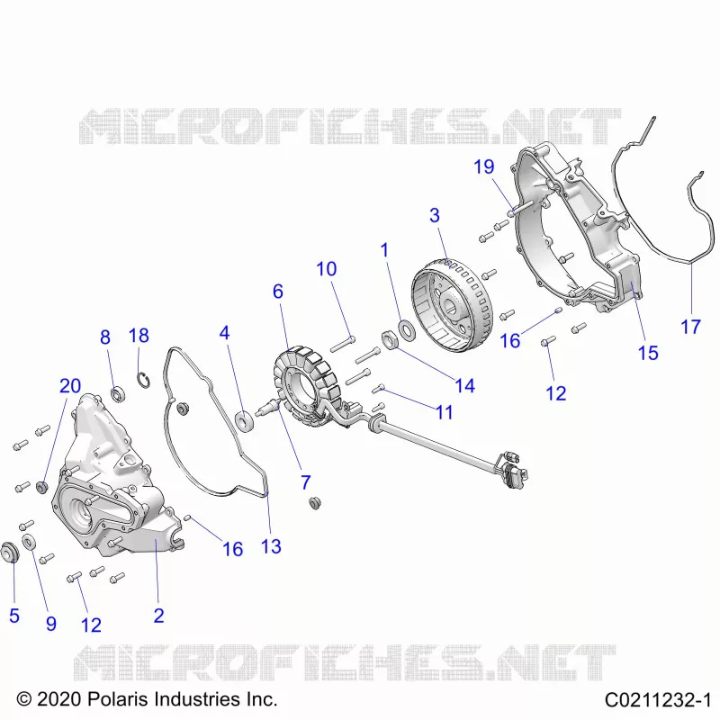 ENGINE, STATOR COVER AND FLYRAD