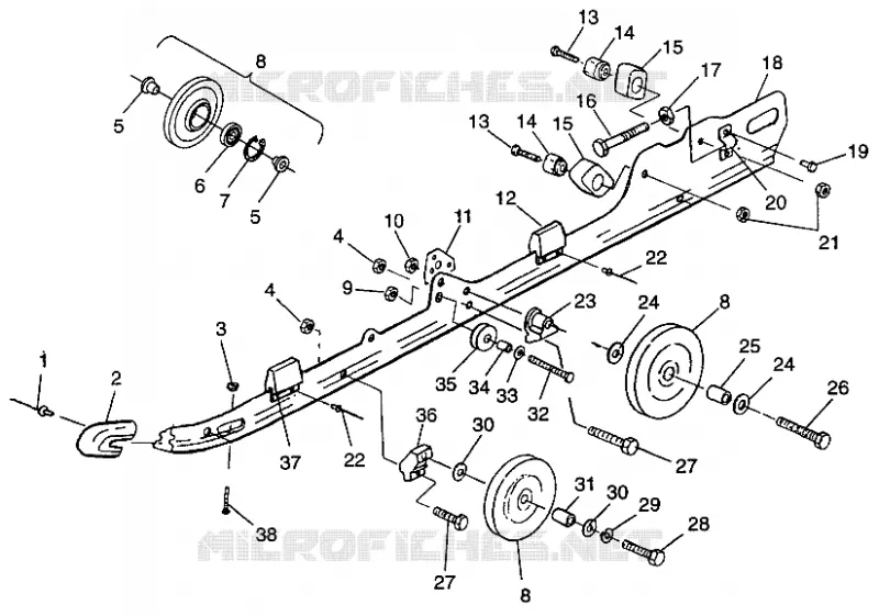 Schienen-Montage (SUSPENSION) 600 XCR 0975677, 600 XCR SE H975677 and EUROPEAN (4937963796B012)